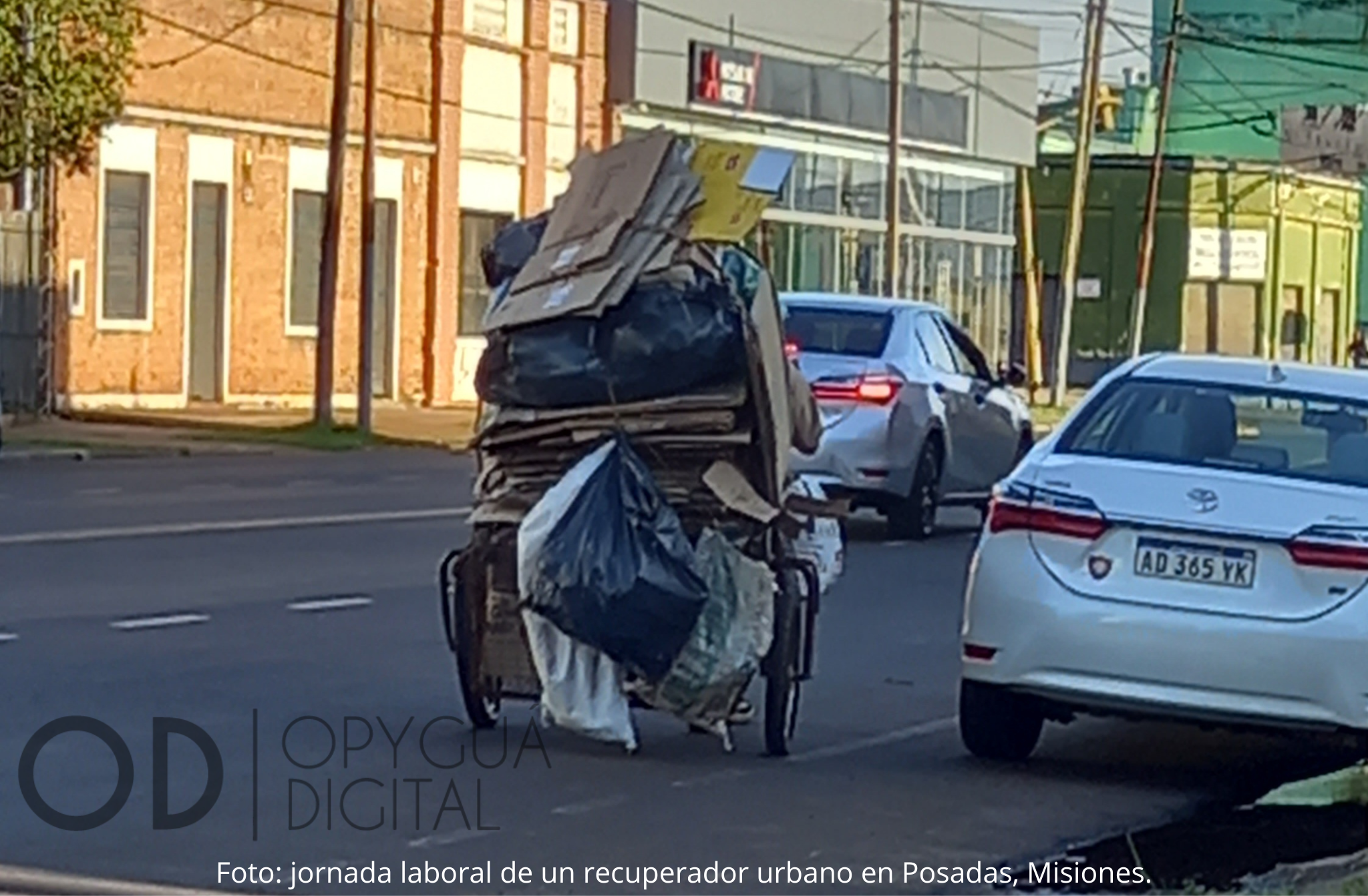 Recuperador urbano en jornada laboral. Avenida Uruguay, Posadas Misiones.